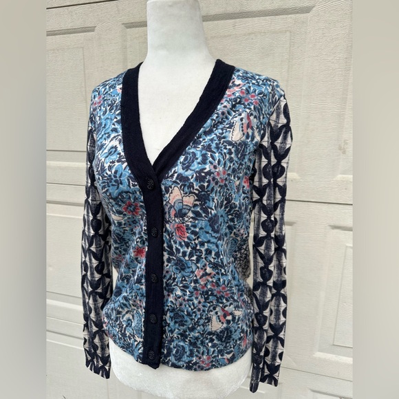 Tory Burch Navy Blue Butterfly Cardigan Merino Wool Women's Sweater Size Small - Picture 5 of 10